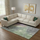 9' X 12' Green Purple And Gray Abstract Washable Area Rug With UV Protection