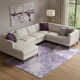 10' X 14' Purple Ivory And Gray Floral Washable Area Rug With UV Protection