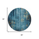 8' Blue And Gold Floral Washable Round Rug With UV Protection
