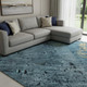 8' X 10' Blue And Gold Floral Washable Area Rug With UV Protection