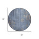 8' Denim Blue And Beige Floral Washable Round Rug With UV Protection