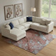 10' X 14' Coral And Blue Abstract Washable Area Rug With UV Protection