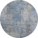 8' Denim Blue And Gray Abstract Washable Round Rug With UV Protection