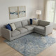 9' X 12' Denim Blue And Gray Abstract Washable Area Rug With UV Protection