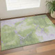3' X 5' Artichoke Green And Lavender Abstract Washable Area Rug With UV Protection