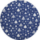 8' Navy Blue And Ivory Abstract Geometric Washable Round Rug With UV Protection