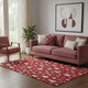 5' X 8' Red And Ivory Abstract Geometric Washable Area Rug With UV Protection