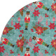 8' Teal Red And Black Abstract Geometric Washable Round Rug With UV Protection