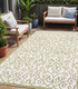 5' X 8' Green And Cream Geometric Indoor Outdoor Area Rug