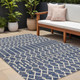 8' X 10' Navy Blue And Beige Trellis Indoor Outdoor Area Rug