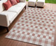 4' X 6' Salmon And Cream Geometric Indoor Outdoor Area Rug