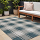8' X 10' Turquoise And Cream Gingham Indoor Outdoor Area Rug