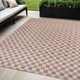 5' X 8' Salmon And Cream Geometric Indoor Outdoor Area Rug