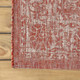 4' Red And Taupe Square Medallion Indoor Outdoor Area Rug