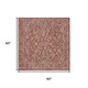 5' Red And Taupe Square Medallion Indoor Outdoor Area Rug
