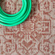 9' Red And Taupe Round Medallion Indoor Outdoor Area Rug