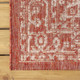 8' Red And Taupe Square Medallion Indoor Outdoor Area Rug