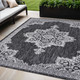 5' X 8' Dark Gray And Cream Medallion Indoor Outdoor Area Rug