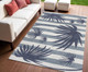 4' X 6' Navy Blue And Cream Floral Indoor Outdoor Area Rug