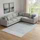 9' X 12' Sky Blue And Ivory Geometric Washable Area Rug With UV Protection