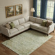 9' X 12' Sage And Wheat Floral Medallion Washable Area Rug With UV Protection
