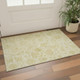 3' X 5' Gold And Beige Damask Washable Area Rug With UV Protection