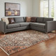 8' X 10' Chocolate Rust And Ivory Geometric Washable Area Rug With UV Protection