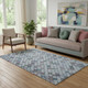 5' X 8' Sky Blue Teal And Lavender Geometric Washable Area Rug With UV Protection