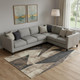 10' X 14' Coffee And Beige Abstract Geometric Washable Area Rug With UV Protection