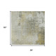 3' X 5' Gold Ivory And Gray Abstract Washable Area Rug With UV Protection