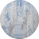 8' Sky Blue And Ivory Abstract Washable Round Rug With UV Protection