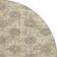 8' Gold And Taupe Damask Washable Round Rug With UV Protection
