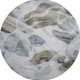 8' Sky Blue And Brown Abstract Washable Round Rug With UV Protection