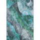 5' X 8' Teal Green And Ivory Floral Washable Area Rug With UV Protection