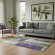 5' X 8' Artichoke Green And Purple Abstract Washable Area Rug With UV Protection