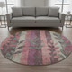 8' Blush And Gray Floral Washable Round Rug With UV Protection