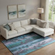 10' X 14' Denim Blue And Lavender Floral Washable Area Rug With UV Protection