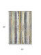 5' X 8' Gold And Gray Striped Washable Area Rug With UV Protection