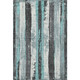 8' X 10' Teal And Gray Striped Washable Area Rug With UV Protection