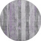8' Lavender Gray And Silver Striped Washable Round Rug With UV Protection