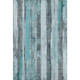 8' X 10' Teal And Gray Striped Washable Area Rug With UV Protection