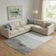 9' X 12' Artichoke Green And Gray Abstract Washable Area Rug With UV Protection