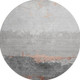 8' Salmon And Gray Abstract Washable Round Rug With UV Protection