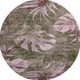 8' Brown And Pink Floral Washable Round Rug With UV Protection