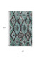 5' X 8' Teal Charcoal And Ivory Ikat Washable Area Rug With UV Protection