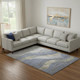 9' X 12' Denim Blue And Gray Abstract Washable Area Rug With UV Protection