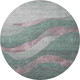 8' Sage And Mauve Abstract Washable Round Rug With UV Protection