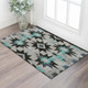 3' X 5' Black Gray And Blue Diamond Washable Area Rug With UV Protection