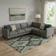 9' X 12' Artichoke Green And Gray Ikat Washable Area Rug With UV Protection