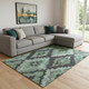 8' X 10' Green And Gray Ikat Washable Area Rug With UV Protection
